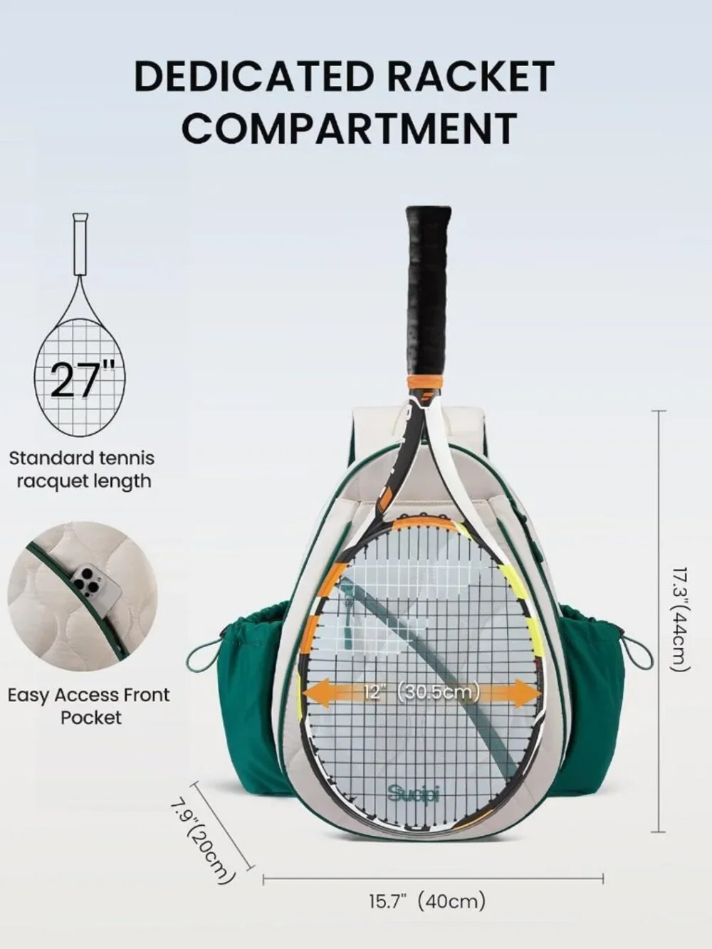 Versatile Tennis Backpack for Men & Women | Holds 1-2 Rackets & Gear